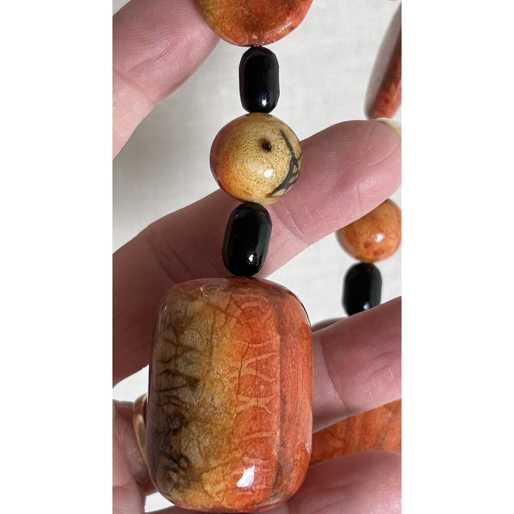 VINTAGE CHINESE LARGE APPLE CORAL BEAD NECKLACE, 21" LONG, 126 GRAMS